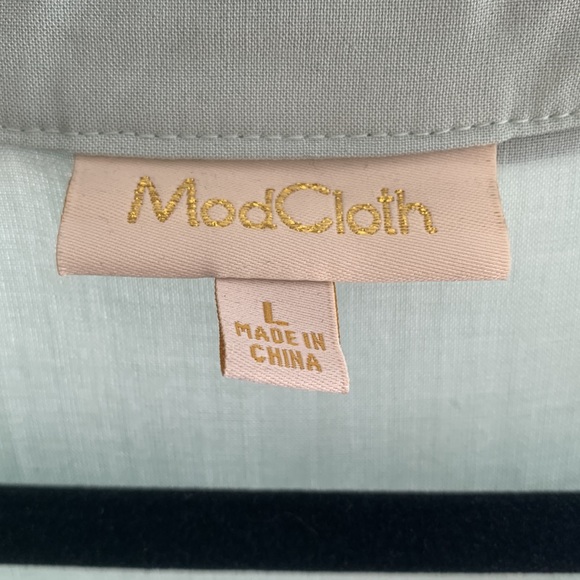 ModCloth mint and navy sleeveless vintage - look blouse. - Picture 2 of 4